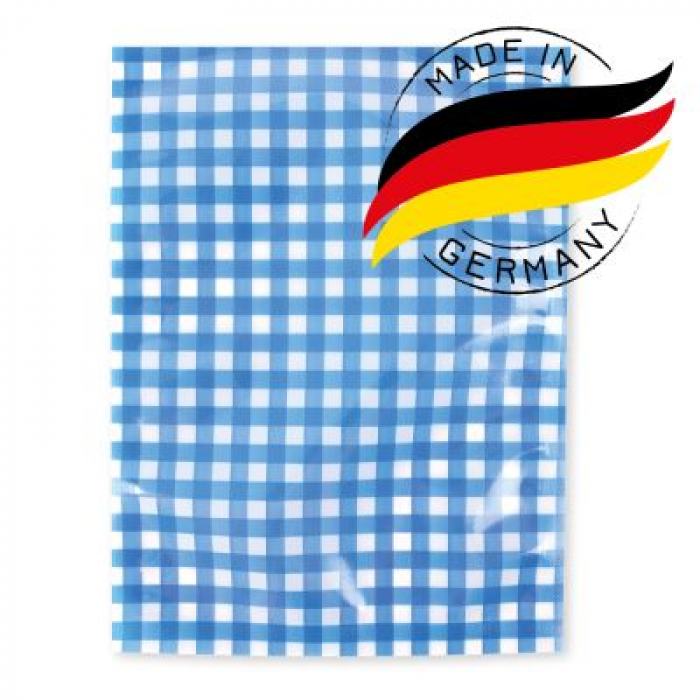 Siegelrandbeutel glatt, blau kariert 16,5x21,0cm PA/PE Folie 90my